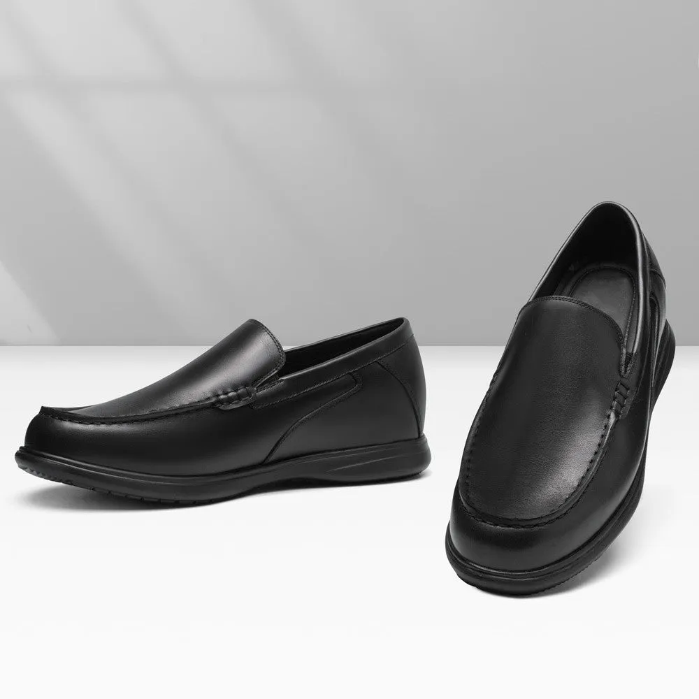 7 CM/2.76 Inches CMR CHAMARIPA Handcrafted Black Premium Calfskin Loafers – 7CM Height Boost