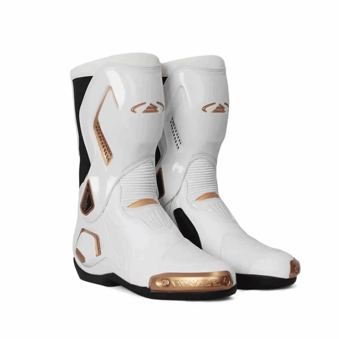 Allgoal Motorcycle Riding Boots White/Gold