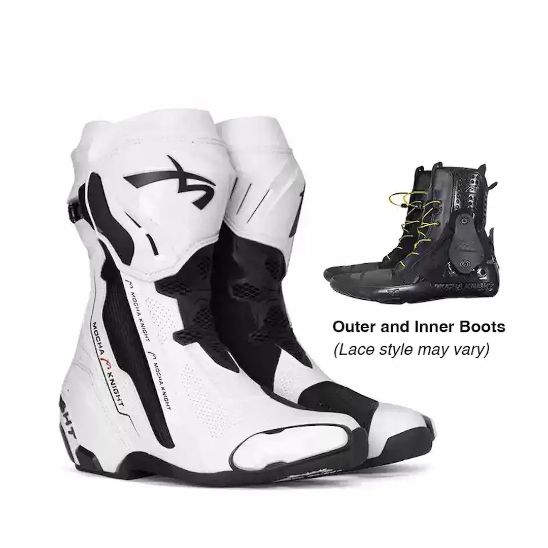 Allgoal White Motorcycle Riding Boots