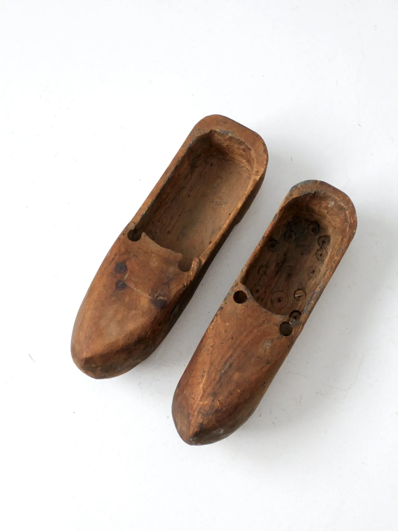 antique primitive wooden clogs