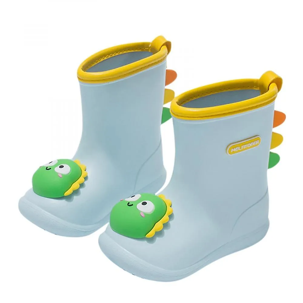 Blue 170Boys Girls Cartoon Cute Dinosaur Rabbit Children Rain Shoes Waterproof Pvc Rubber Non-slip Soft Toddler Kids Casual Rain Boots