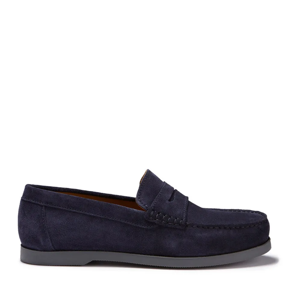 Boat Loafers, navy blue suede