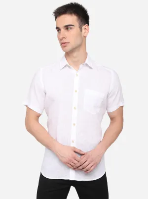 Bright White Solid Slim Fit Semi Casual Shirt | JadeBlue