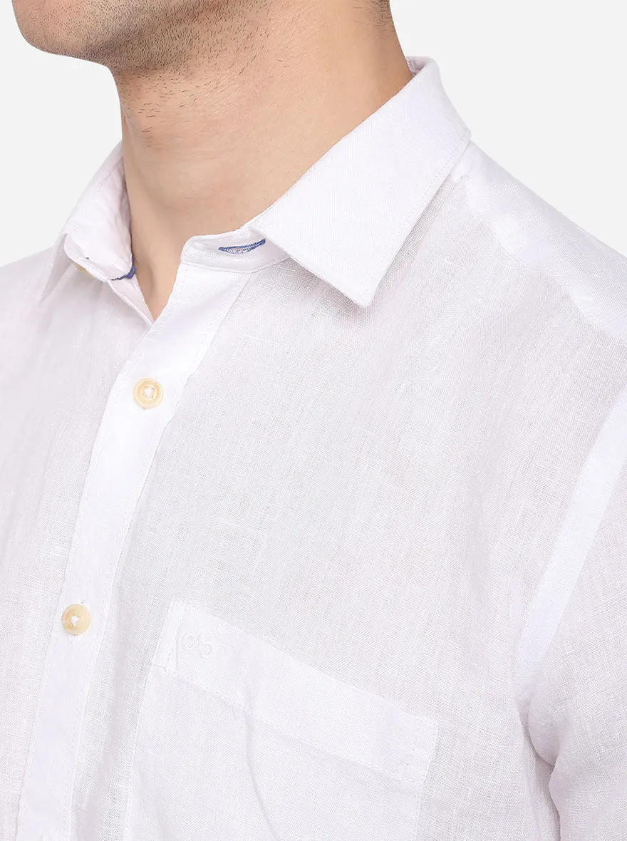 Bright White Solid Slim Fit Semi Casual Shirt | JadeBlue