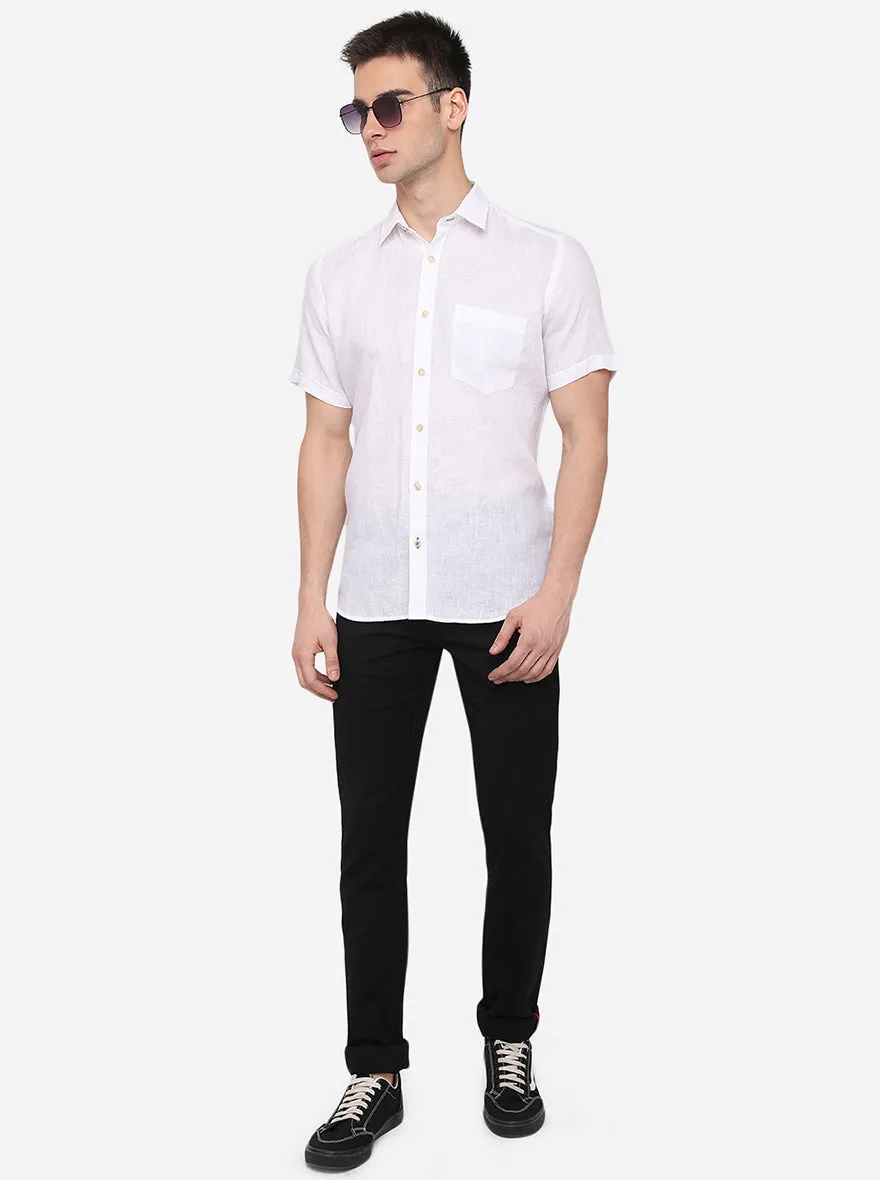 Bright White Solid Slim Fit Semi Casual Shirt | JadeBlue