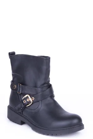 Buckle Detail Biker Style Boots