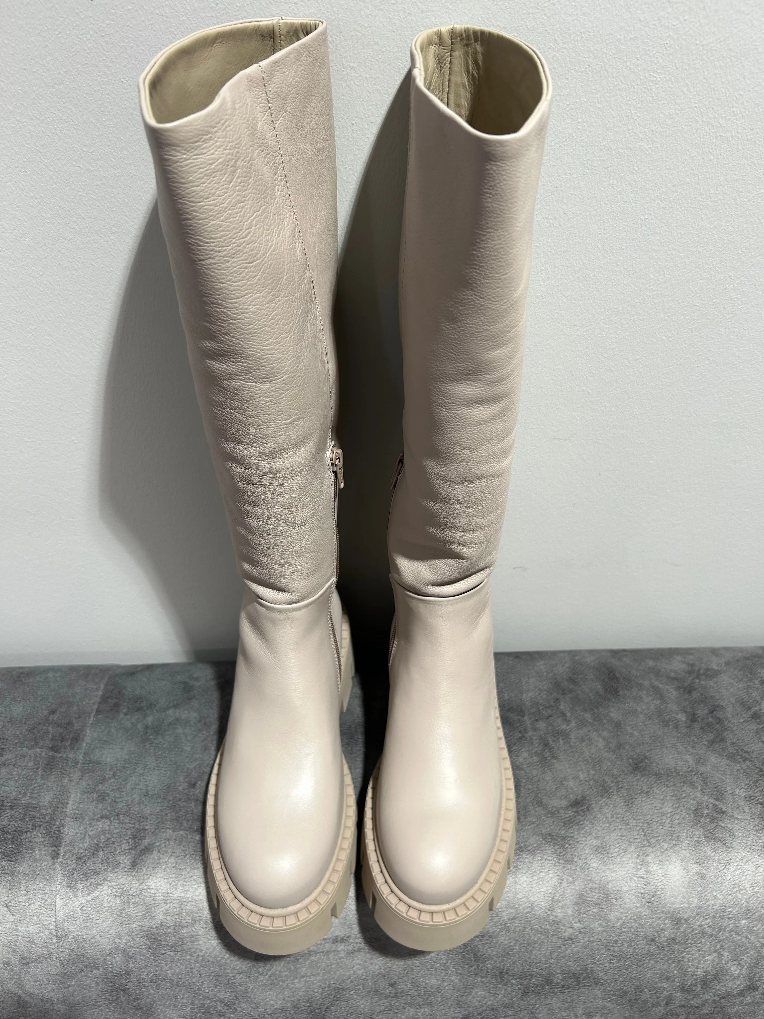 COPHENGEN Cream Knee High Boots