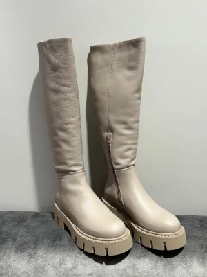 COPHENGEN Cream Knee High Boots