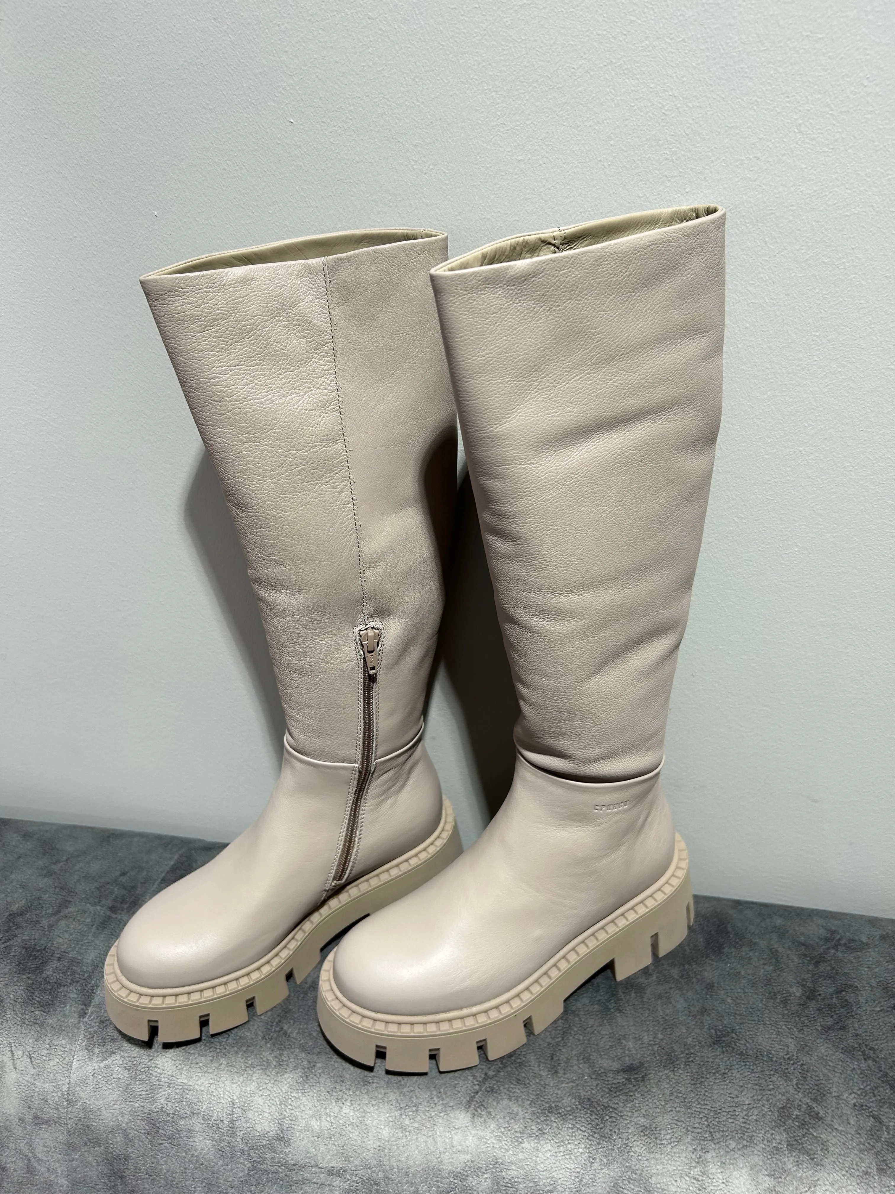 COPHENGEN Cream Knee High Boots