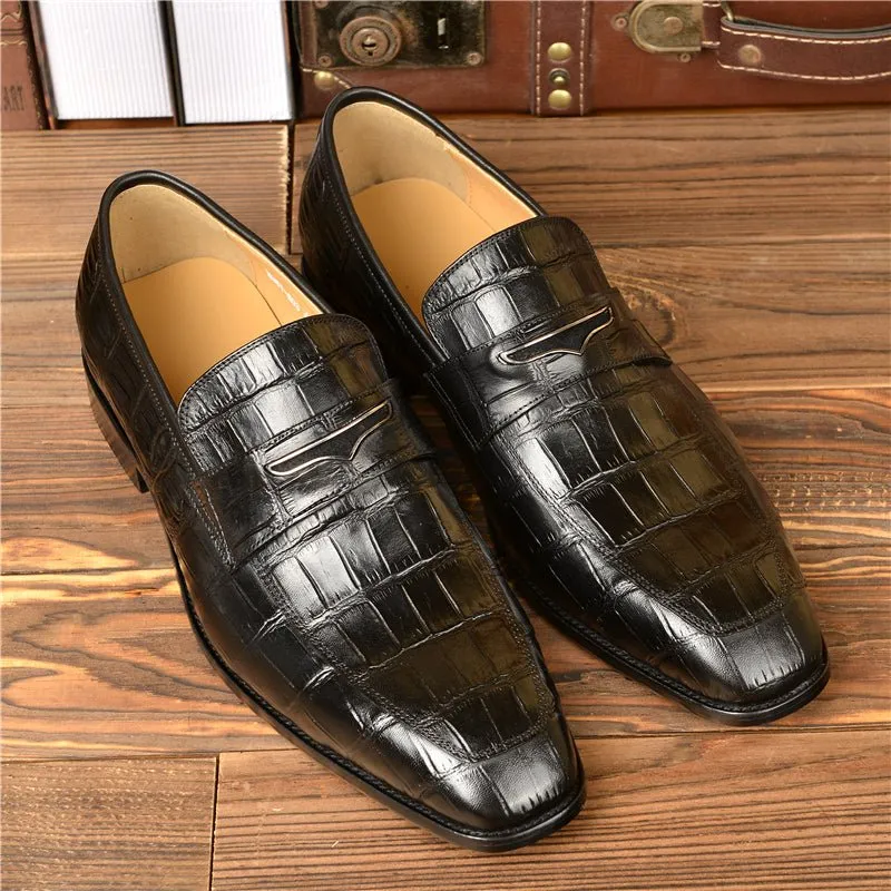 CrocoLuxe Exquisite Crocodile Texture Modish Penny Loafers