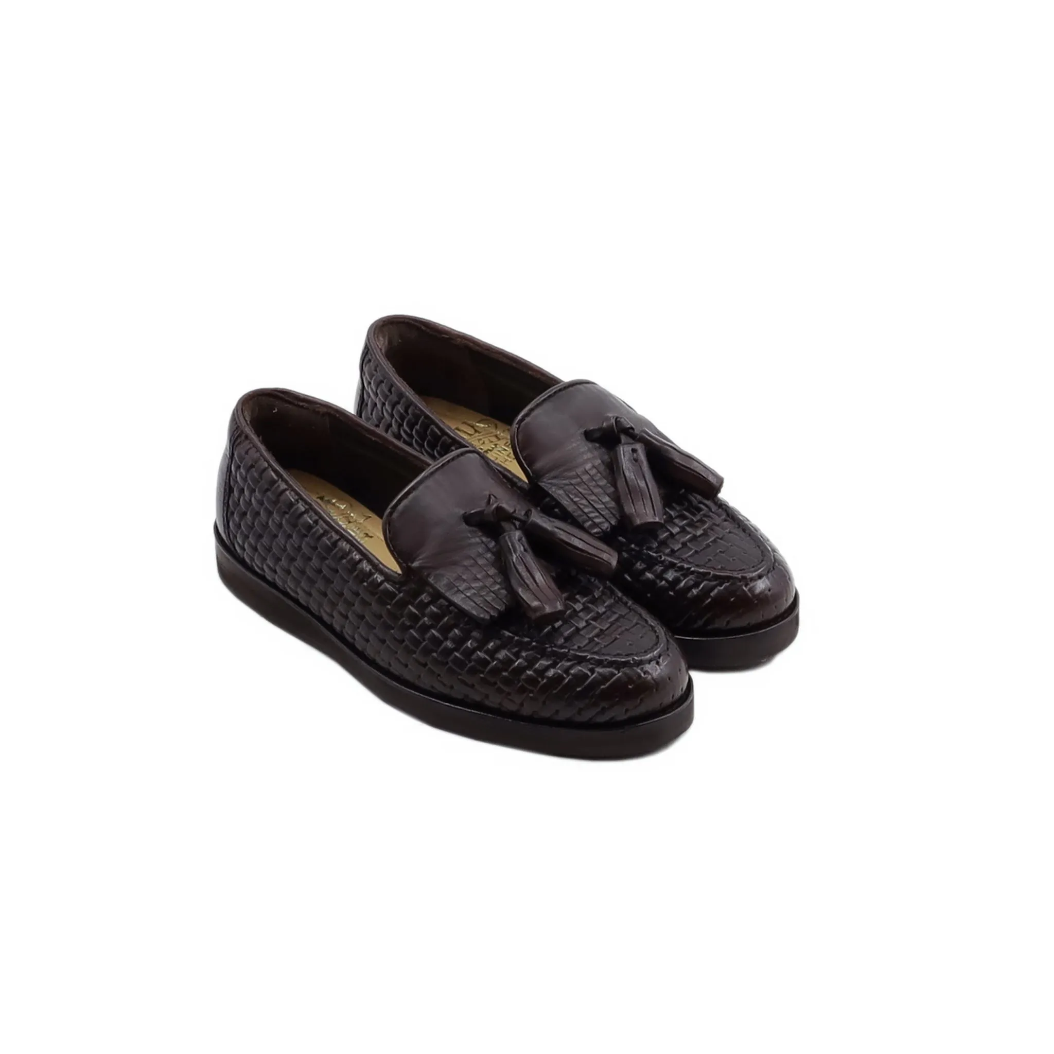 Fairfield - Kid's Dark Brown Hand Woven Printed Leather Loafer (5-12 Years Old)