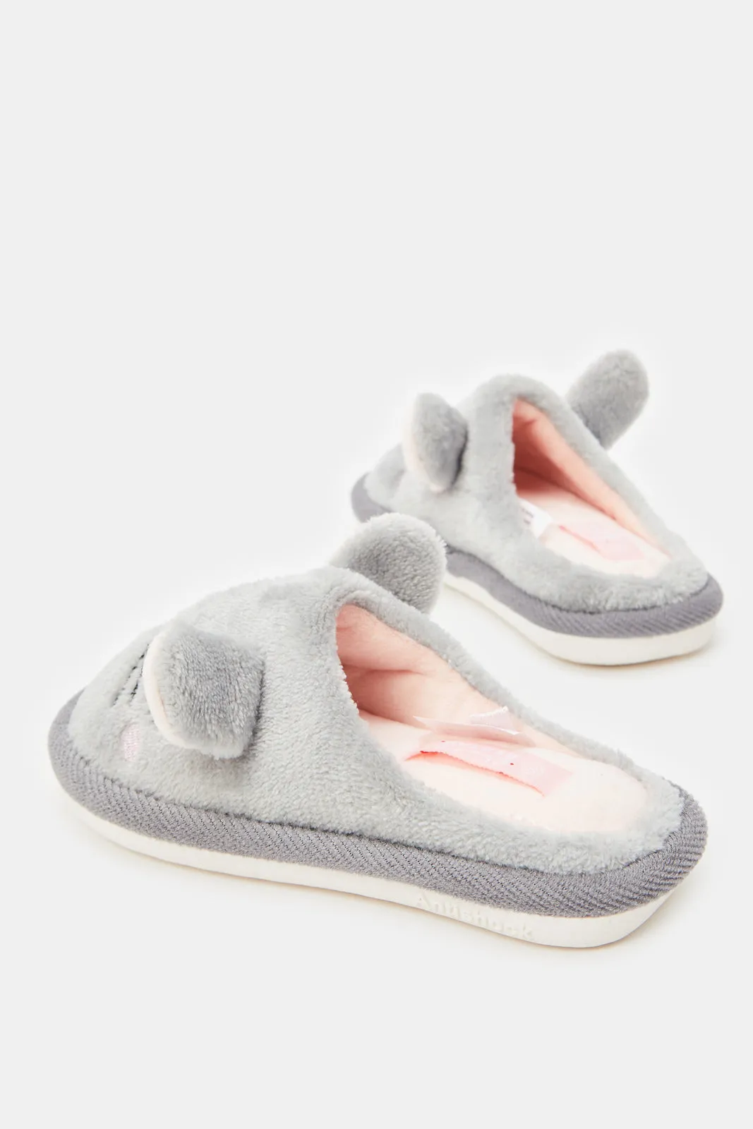 Girls Grey Bunny Slippers