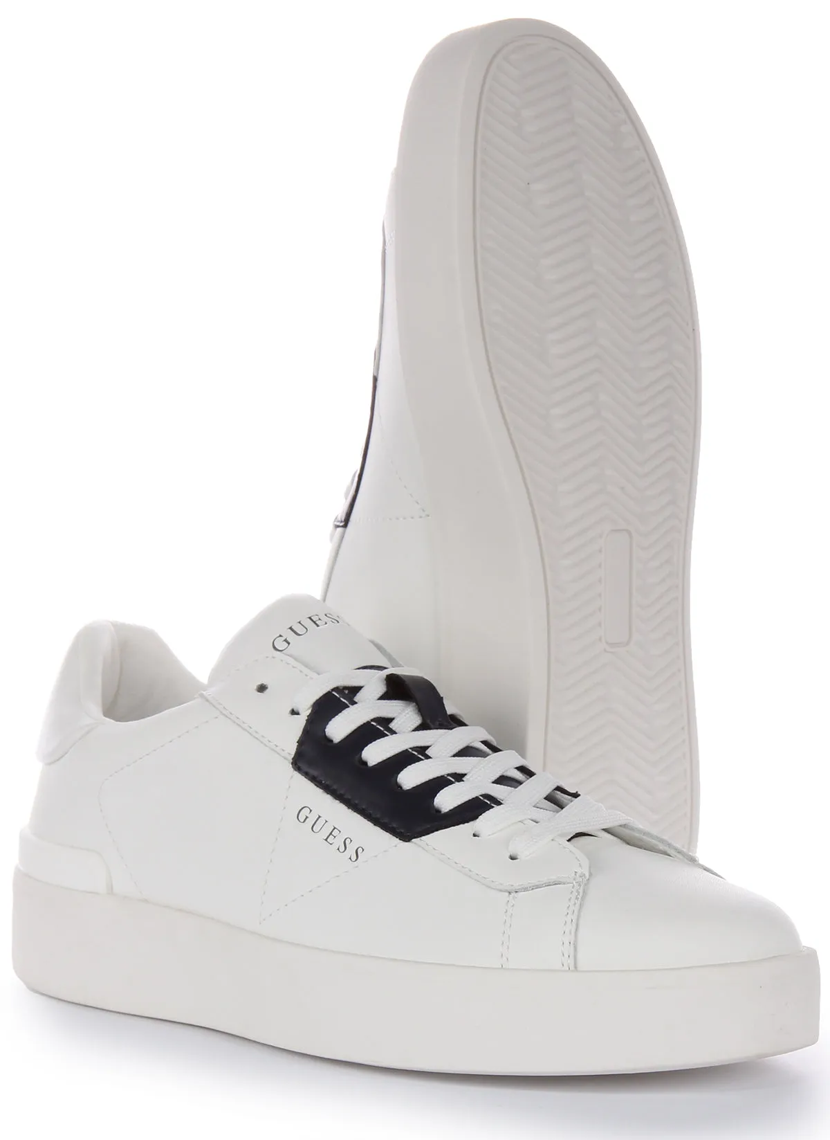 Guess Parma Low Trainers In White Black For Men