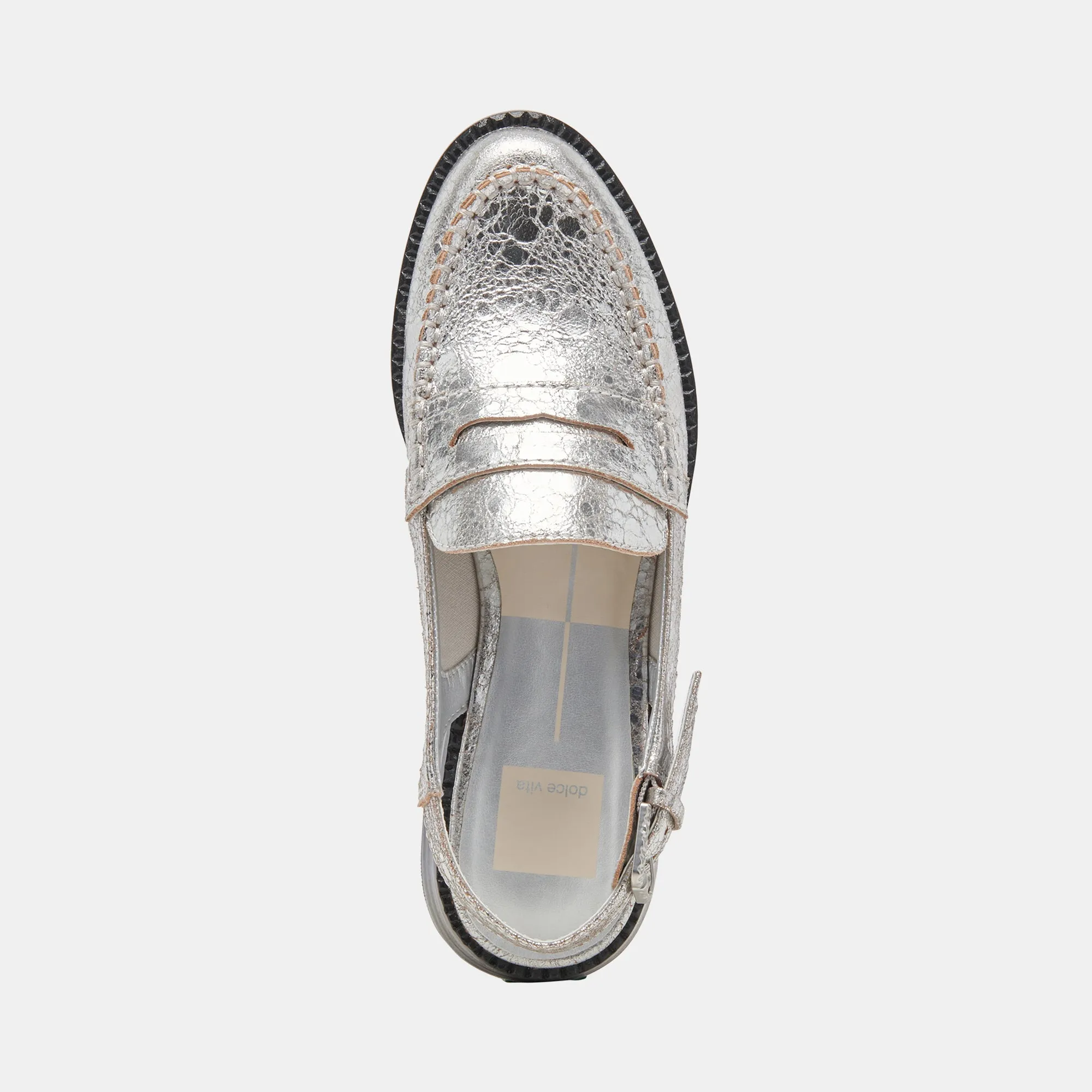 HARDI LOAFERS SILVER CRACKLED LEATHER