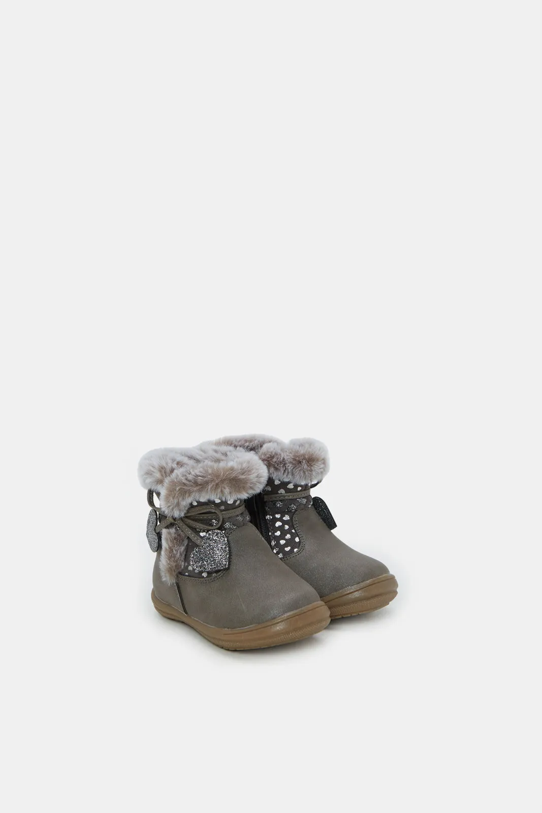 Infant Girls Brown Fur Detail Ankle Boot