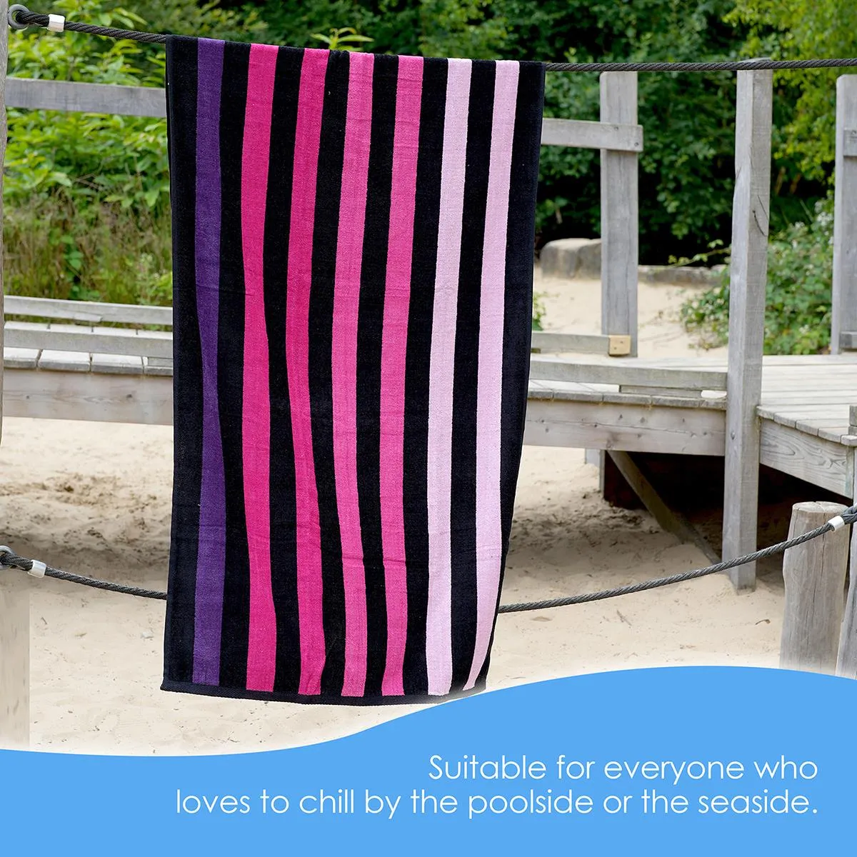 Large Velour Striped Beach Towel (Sunset)