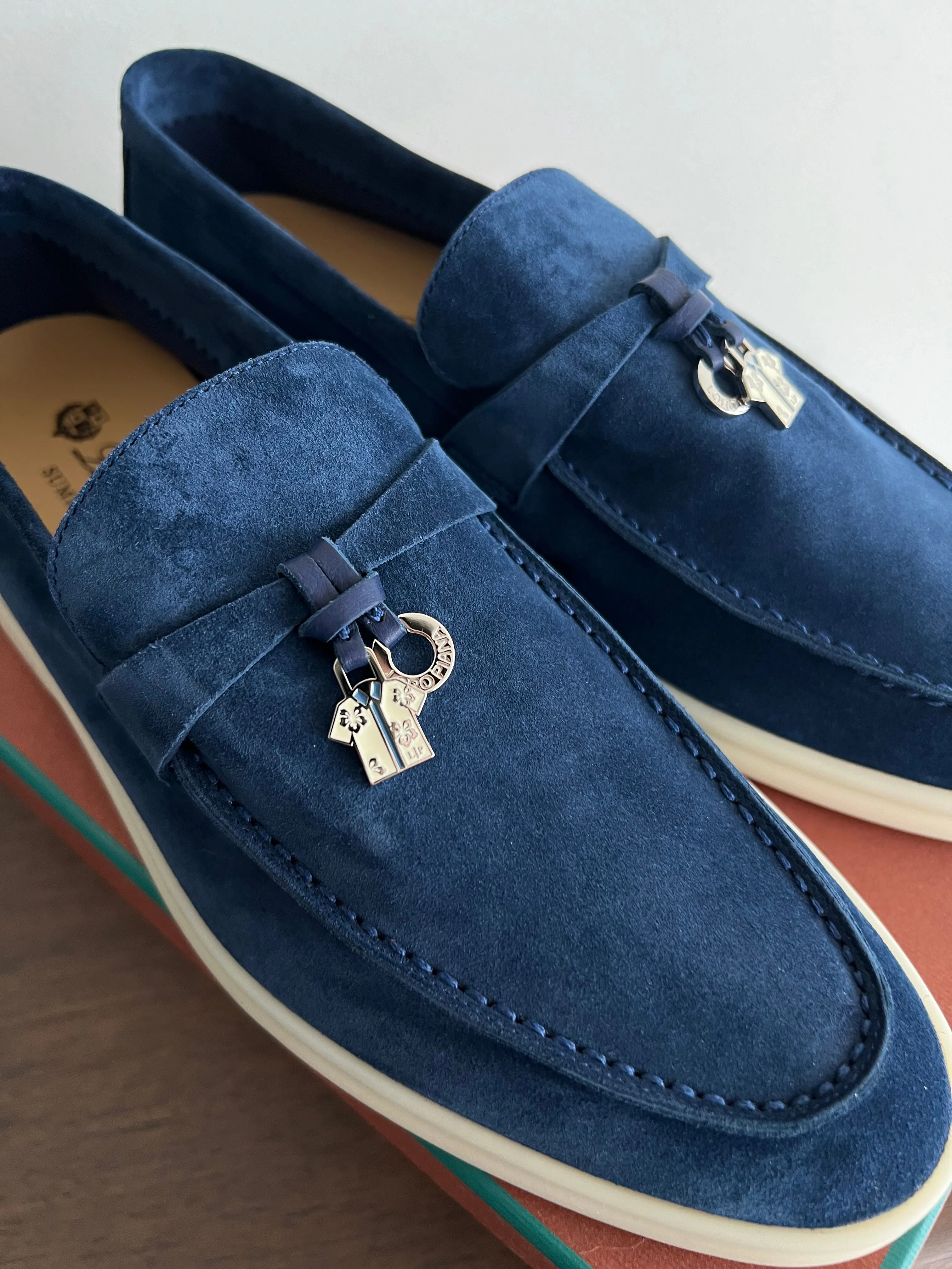 Loro Piana Summer Charms Walk Loafers (Anemone Blue)