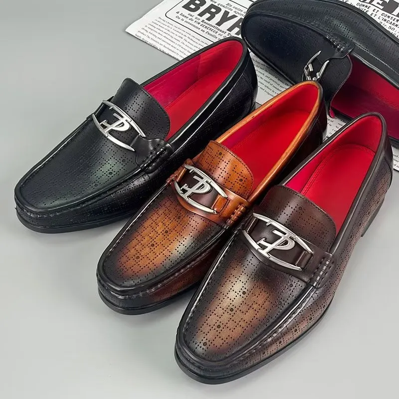 LuxeLeather Modish Genuine Leather Slip On Loafers