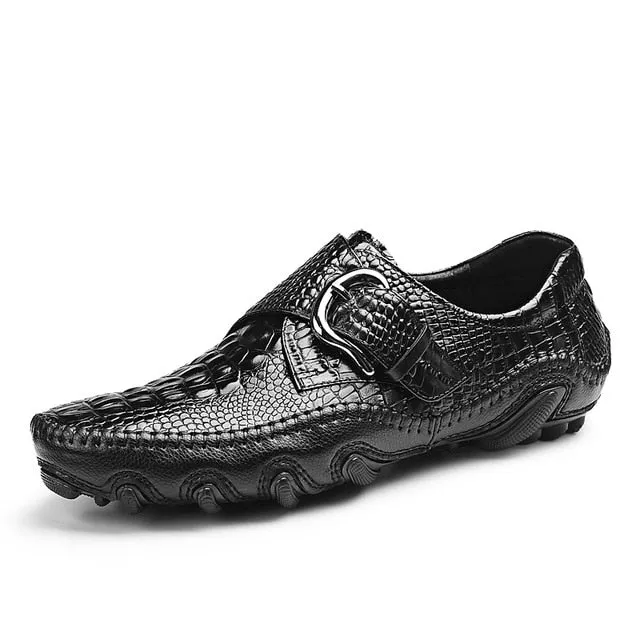 Luxury Alligator Texture Penny Loafers