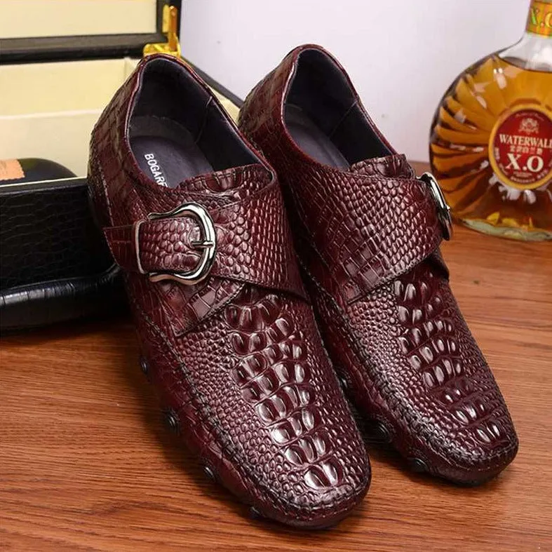 Luxury Alligator Texture Penny Loafers