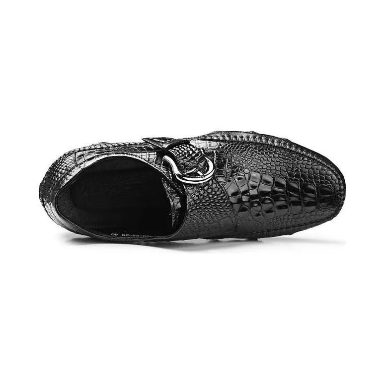 Luxury Alligator Texture Penny Loafers