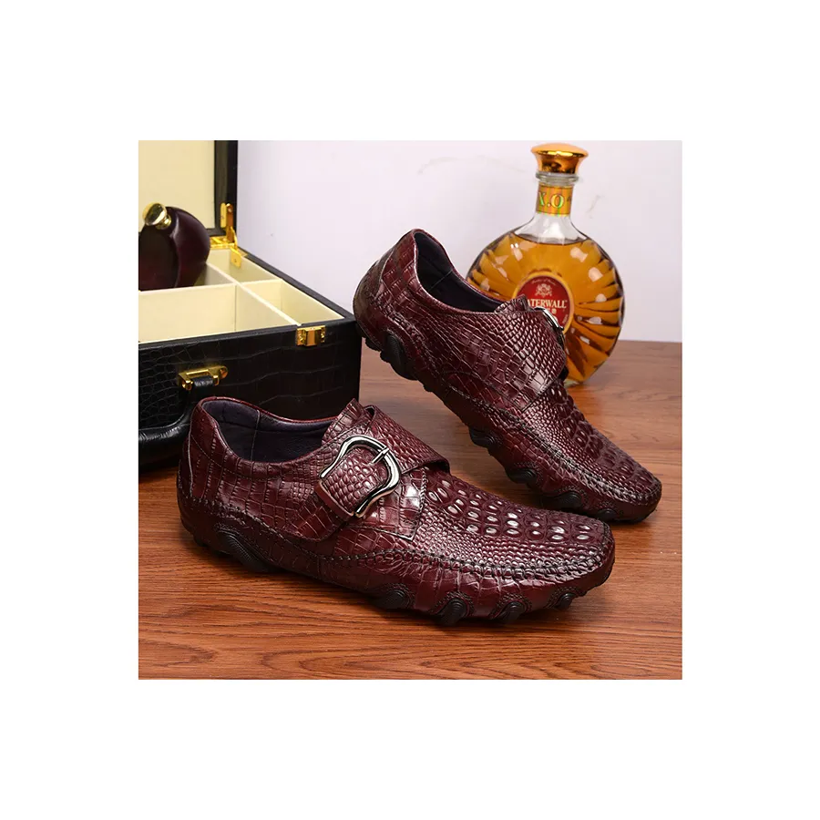 Luxury Alligator Texture Penny Loafers