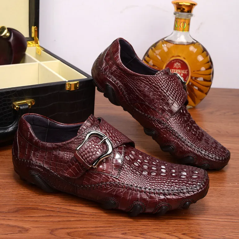 Luxury Alligator Texture Penny Loafers