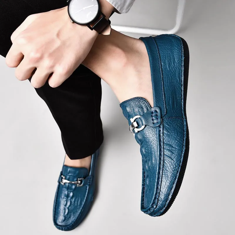 Luxury CrocLeather Round Toe  Loafers