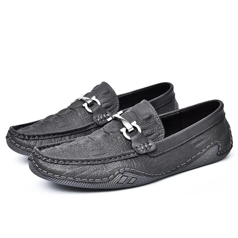 Luxury CrocLeather Round Toe  Loafers