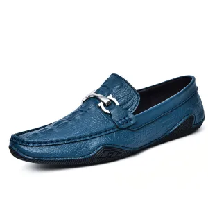 Luxury CrocLeather Round Toe  Loafers