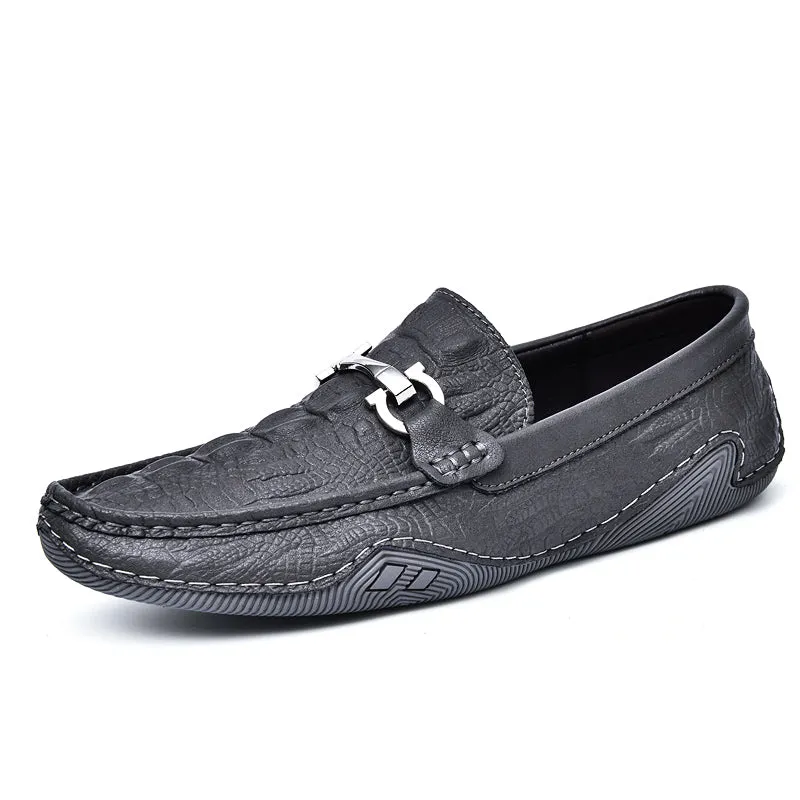 Luxury CrocLeather Round Toe  Loafers