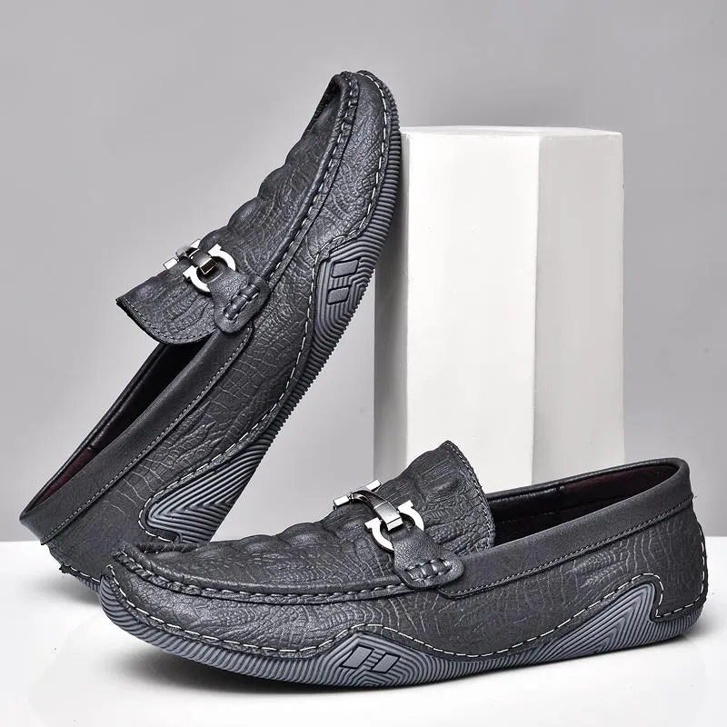 Luxury CrocLeather Round Toe  Loafers