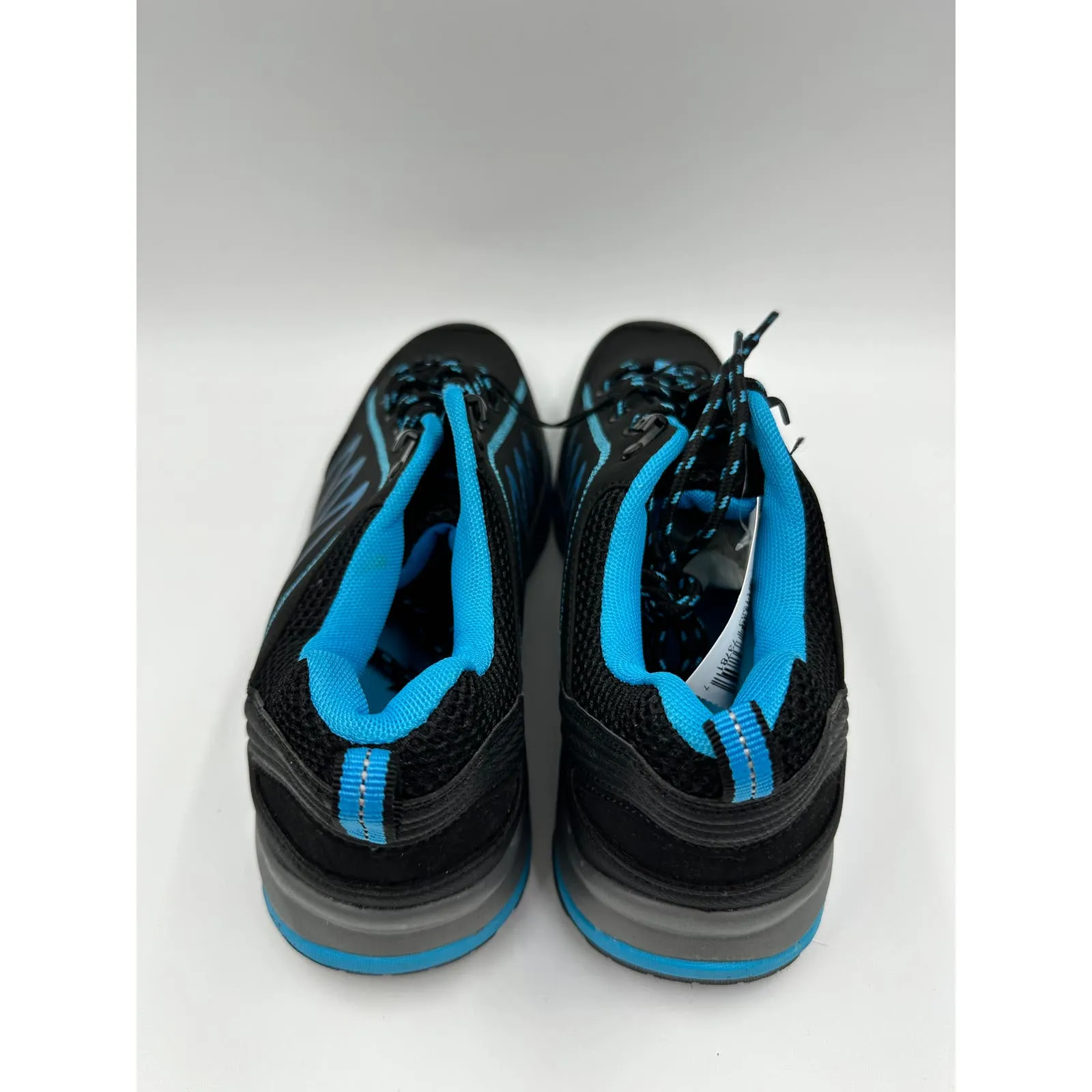 Men's Size 8.5, Black Hiker Sneakers with Light Blue Accents