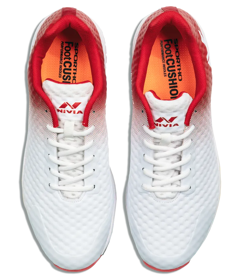 Nivia Crick-1000 (Bowling) Cricket Shoes (White/Red)