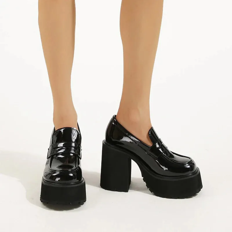 Old School Style Black Chunky Platform Slip-On Shoes