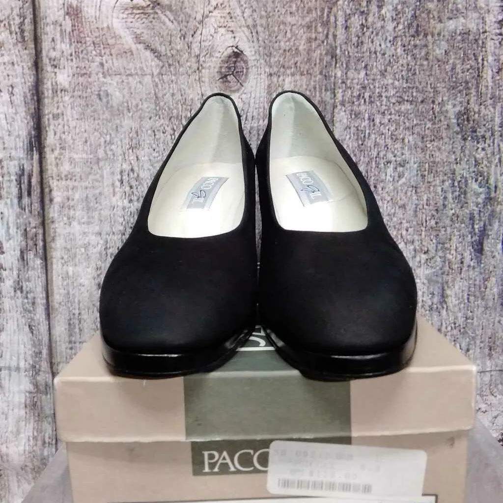 PACO GIL BLACK LEATHER HEELS NEW WITH BOX SIZE 9.5 TCC