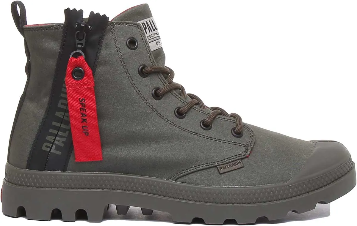 Palladium Pampa Unzipped In Olive