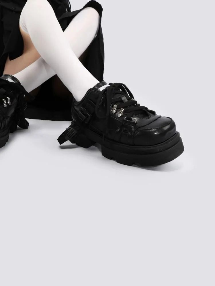 Platform design black slim shoes【s0000004479】