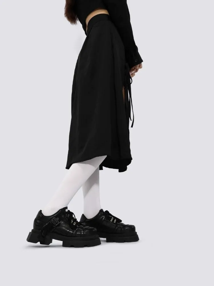 Platform design black slim shoes【s0000004479】