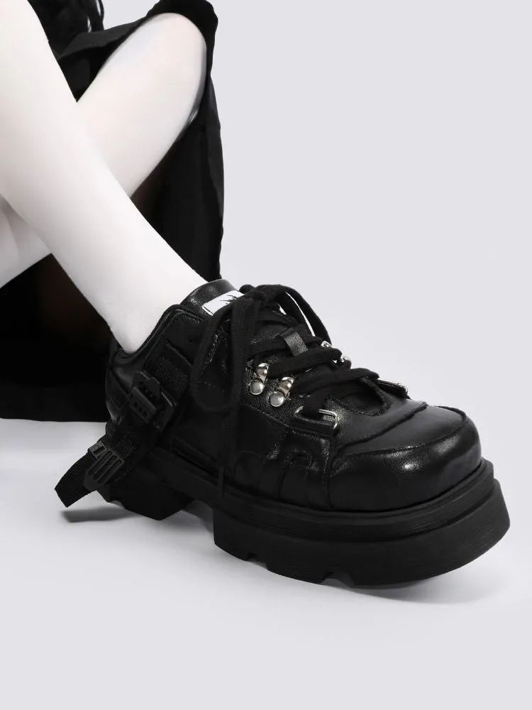 Platform design black slim shoes【s0000004479】