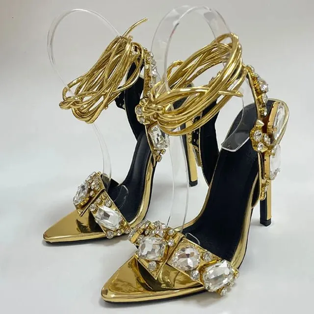 Pre Order:  Jewels Ankle Strap High Sandals