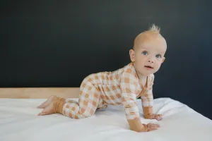 Pumpkin Plaid Bamboo Zippy Romper