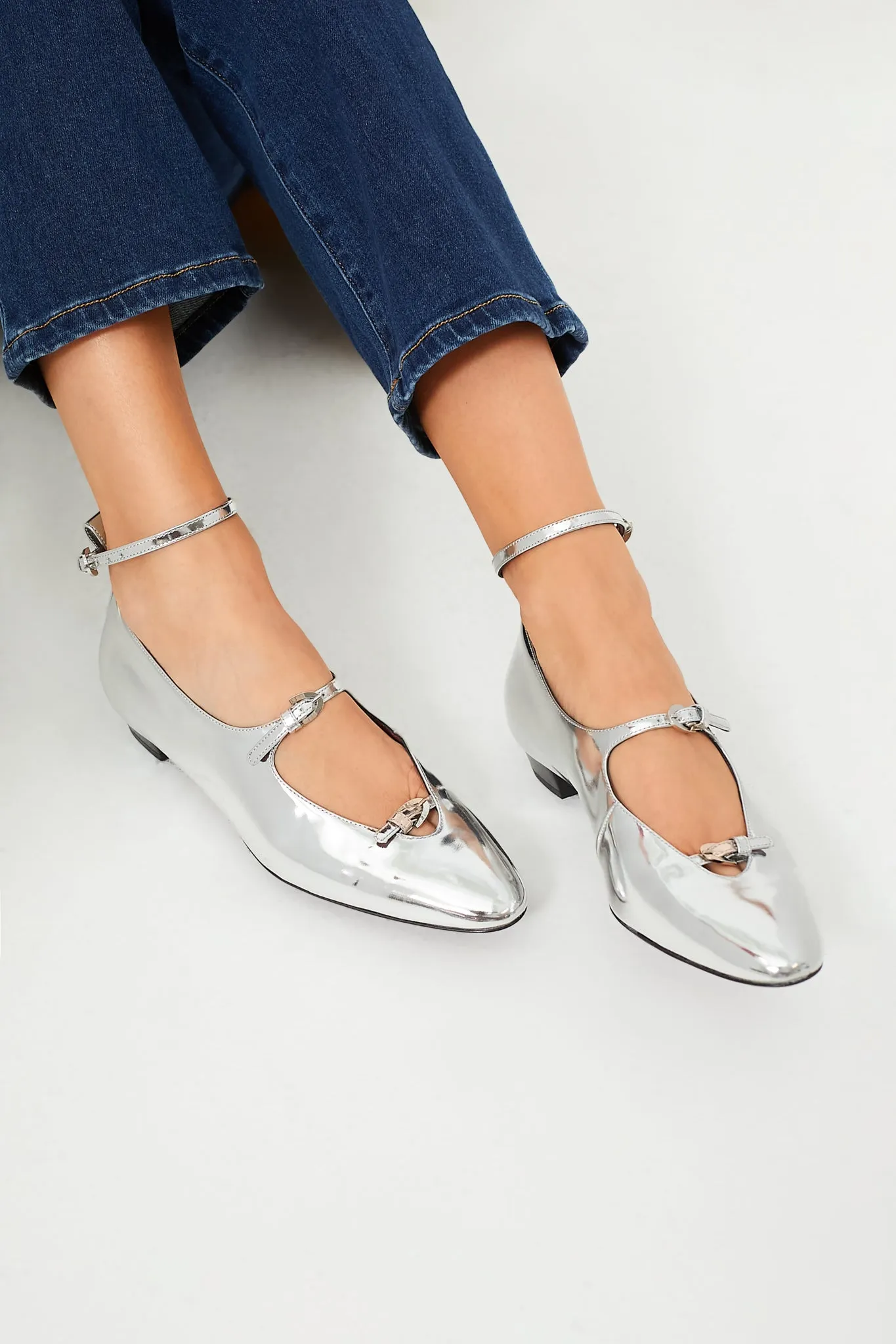 Silver Mirror Leather La Bambola Heels