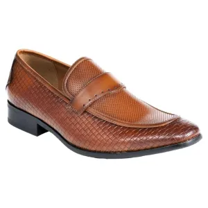 Tan cognac Men's fashion design Slip-On Dress Shoes Printed Leather Loafer