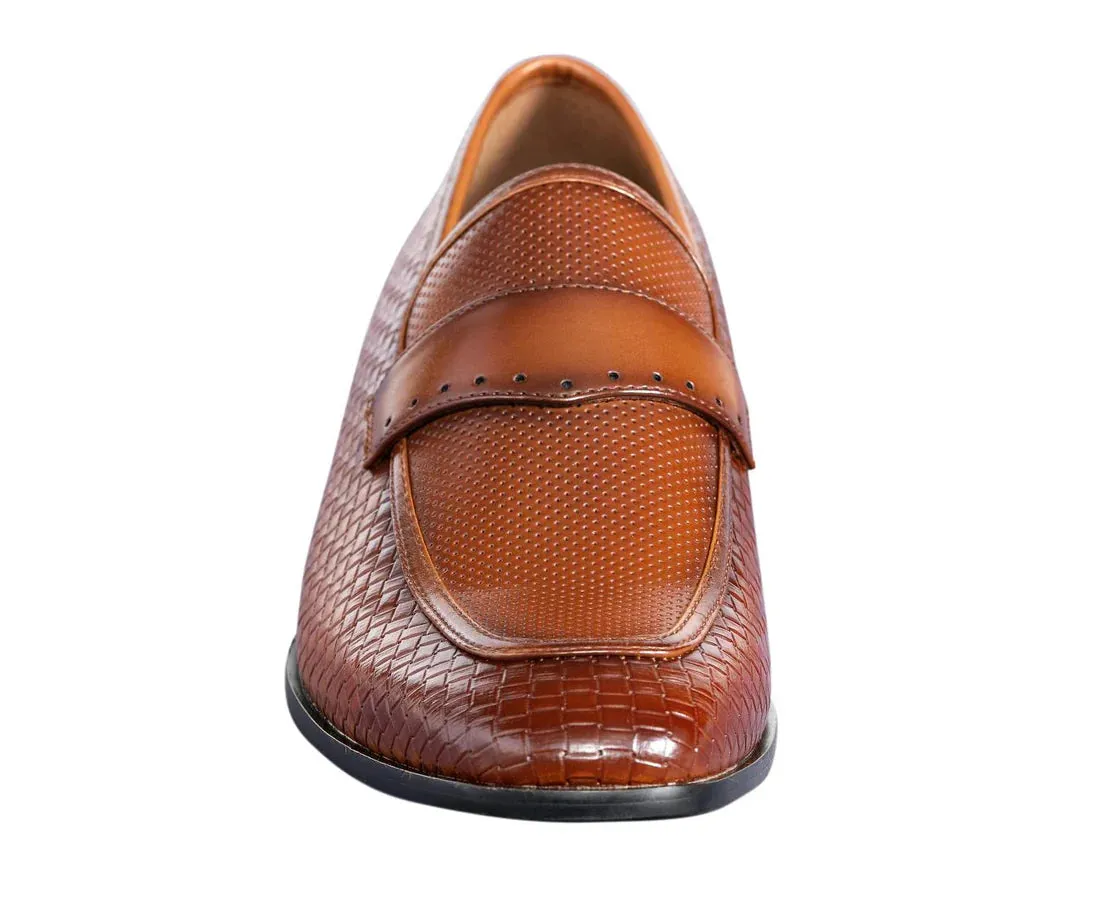 Tan cognac Men's fashion design Slip-On Dress Shoes Printed Leather Loafer