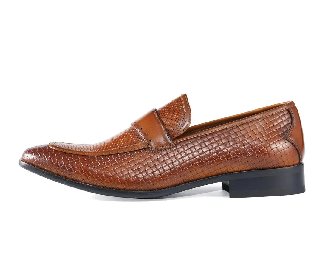 Tan cognac Men's fashion design Slip-On Dress Shoes Printed Leather Loafer