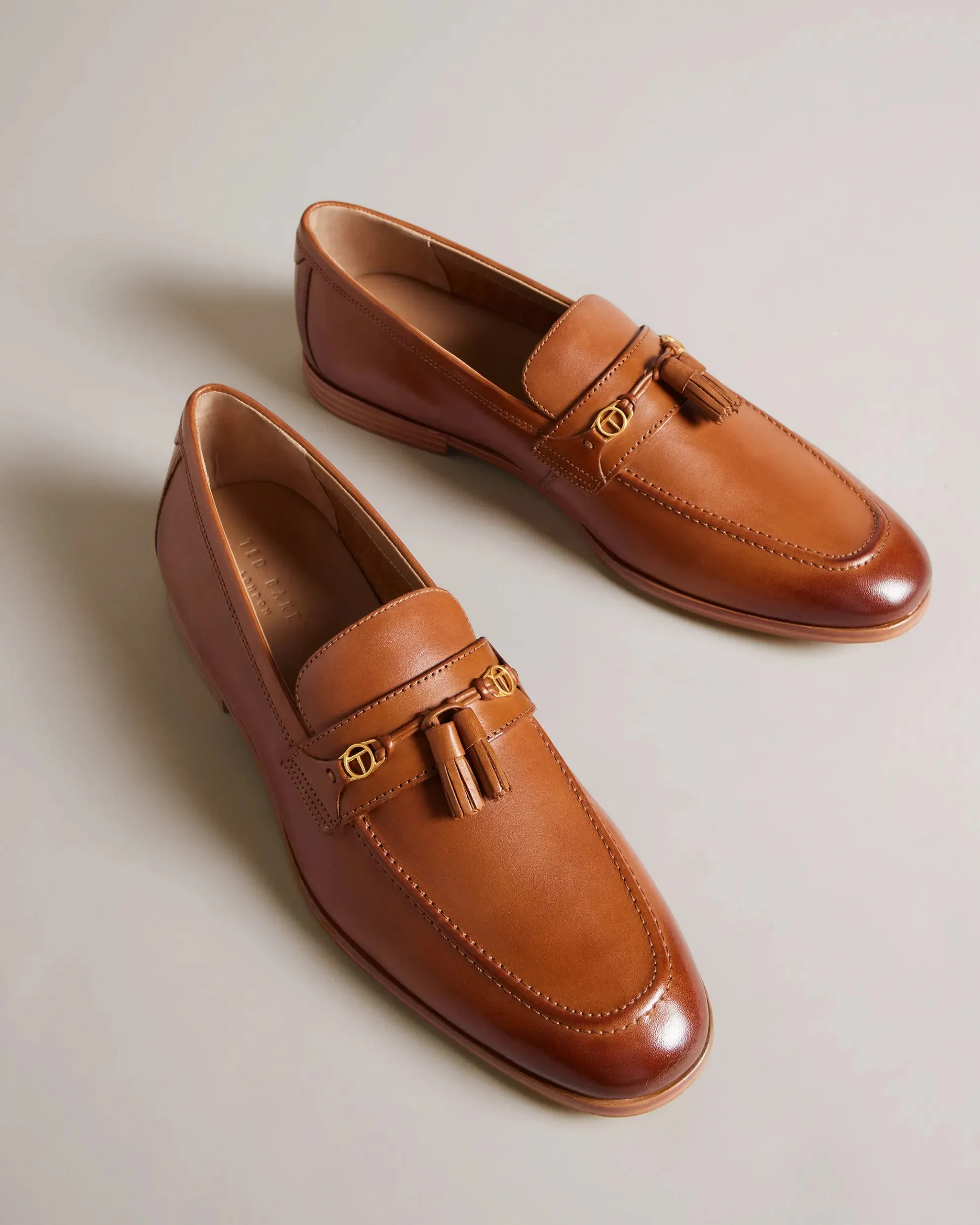 Ted Baker Ainsly Leather Loafers With Branded Hardware | Tan