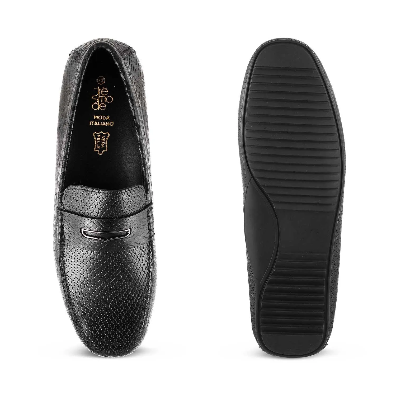 The Astro Black Men's Leather Loafers Tresmode