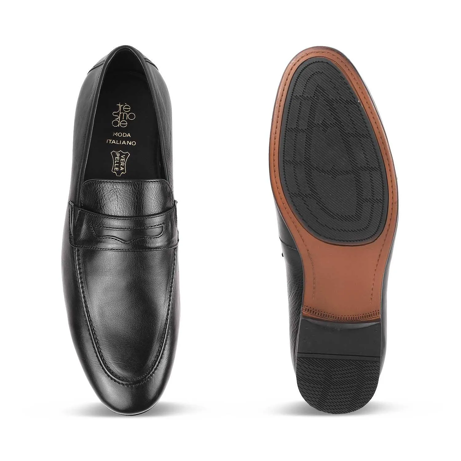 The Penloaf Black Men's Leather Loafers