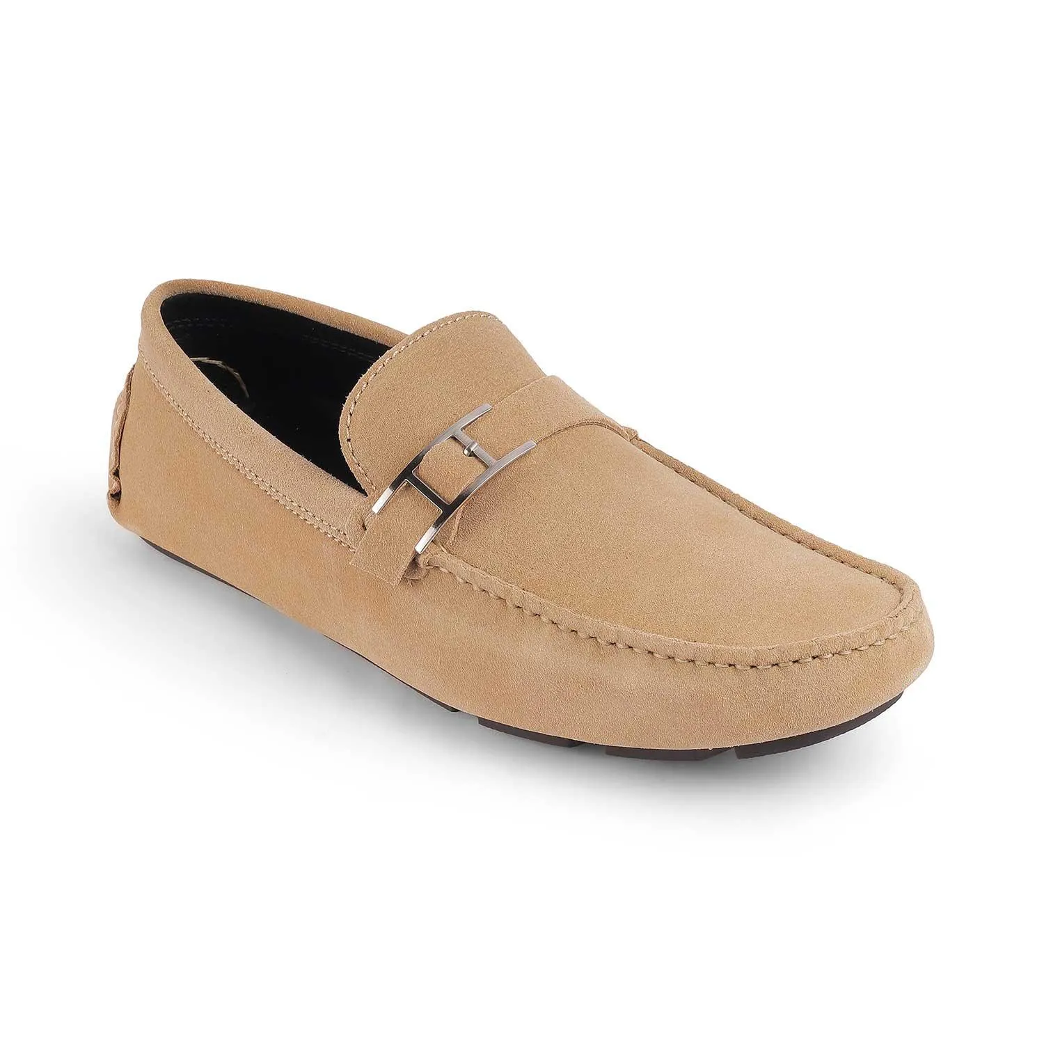 Tresmode Campin Beige Men's Leather Driving Loafers